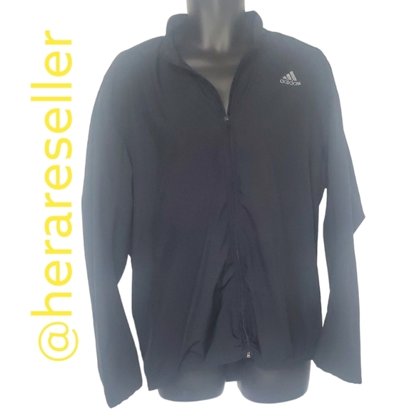 Adidas Medium Full Zipper Black Men Windbreaker Coat - Picture 1 of 4